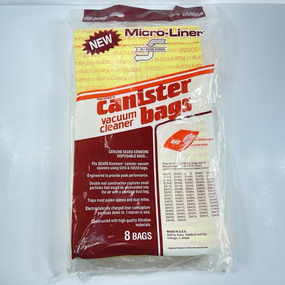Kenmore Canister Vacuum Cleaner‎ Bags 5055 50558 8 Bags 2 Ply Filter New USA